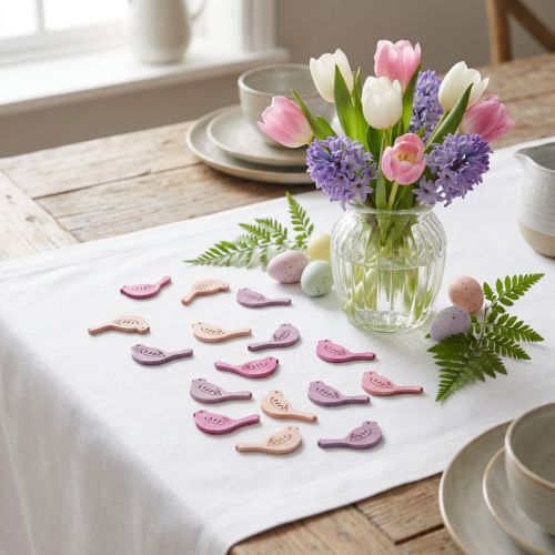 Strooidecoratie vogeldecoratie hout, strooistukken roze tinten 4cm 72 st | Floristik24.nl