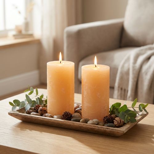 Kaarsen abrikoos lichtgekleurde stompkaarsen 85×150mm 2st | Floristik24.nl