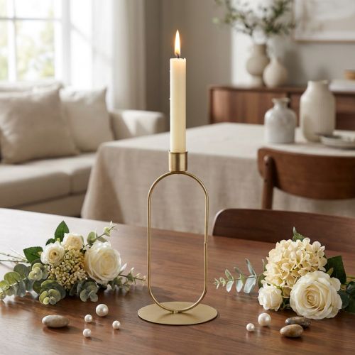 Kandelaar Ovale Kandelaar Goud Ø10cm H21cm | Floristik24.nl