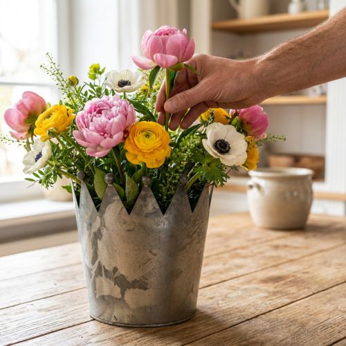 Decoratie kroon antiek look grijs metaal Ø17,5cm H17,5cm | Floristik24.nl
