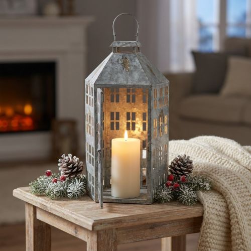 Artikel Vintage decoratieve lantaarn metalen lichthuis Shabby Chic H41,5cm