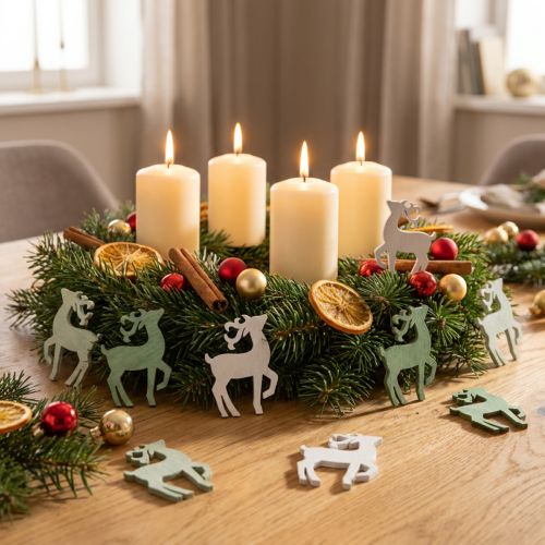 Strooidecoratie kersthout hert groen 4×3cm 72 st | Floristik24.nl