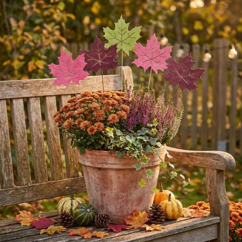 Herfst tuinpaal esdoornblad hout W9.5cm L31cm 12st | Floristik24.nl