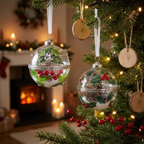 Artikel Kerstboomballen glas om hulst te vullen Ø6cm 2st