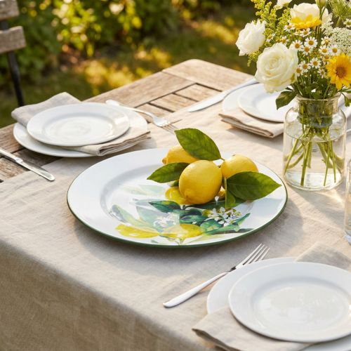Decoratiebord, Mediterraans, metalen bord met citroentak Ø34cm | Floristik24.nl