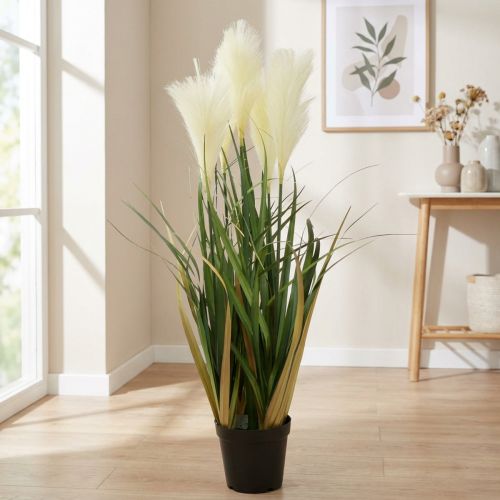 Rietgras in pot Kunstplant Crème, Groen 79cm | Floristik24.nl