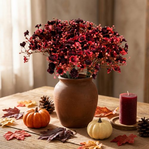 Gypsophila kunstrode kunstbloemen herfst 29,5cm 18st | Floristik24.nl