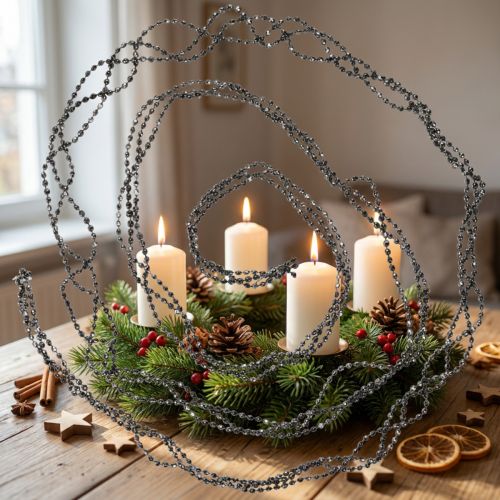 Kerstdecoratie parelslinger grijs 275cm | Floristik24.nl