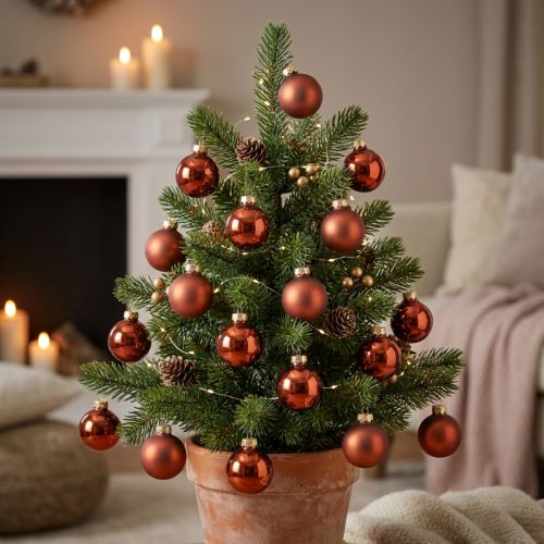 Mini kerstballen glas roestrood mat/glanzend Ø2cm 44st | Floristik24.nl