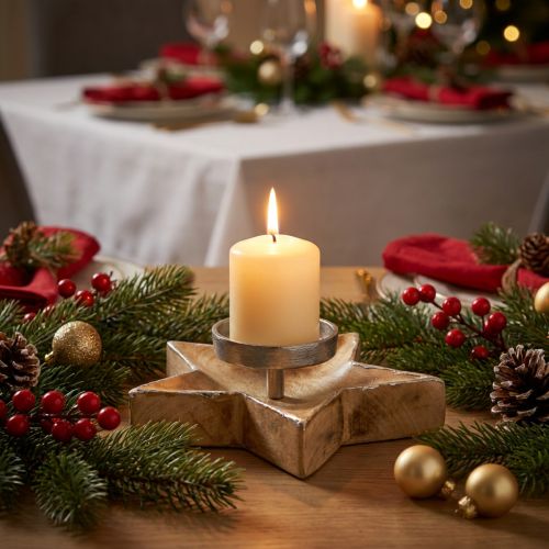 Kandelaar, tafeldecoratie kerst, kandelaar ster H7cm Ø20cm/6.5cm | Floristik24.nl