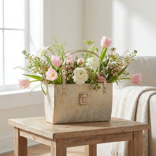 Artikel Metalen tas, decoratieve verpakking, rechthoekig, 26 cm, goudkleurig
