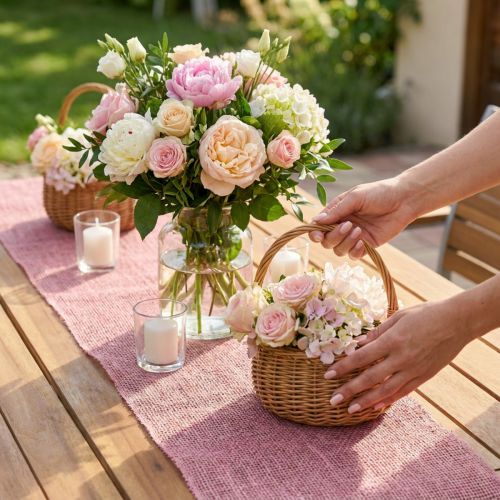 Artikel Tafelloper jute jute lint tafellint roze B15cm L10m
