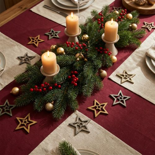 Strooidecoratie kerstster hout 4 kleuren Ø4cm 72 st | Floristik24.nl