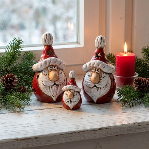 Schattig kerstmanfiguurtje van keramiek, rood en wit, 10 cm - perfecte kerstversiering - 4 stuks | Floristik24.nl
