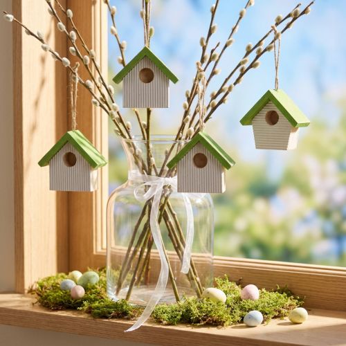 Hangdecoratie lentedecoratie vogelhuisje decoratie nestkast 6,5cm 8 st | Floristik24.nl
