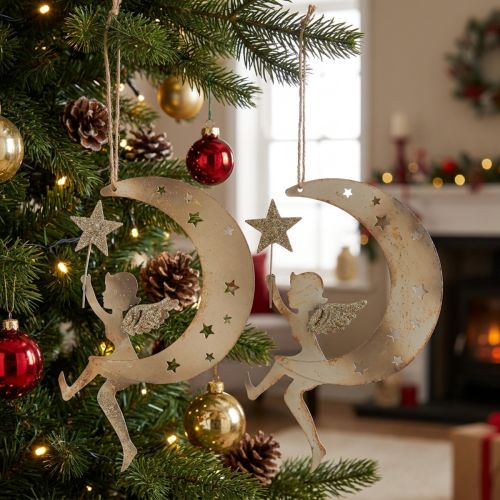 Engel hanger ster kerstdecoratie om op te hangen H19cm 2 stuks | Floristik24.nl
