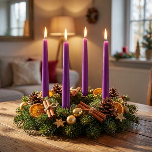 Conische kaarsen Wenzel kaarsen paars 250/23mm 12 st | Floristik24.nl