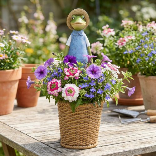 Kikker deco cachepot polyresin tafeldecoratie zomer H31.5cm | Floristik24.nl
