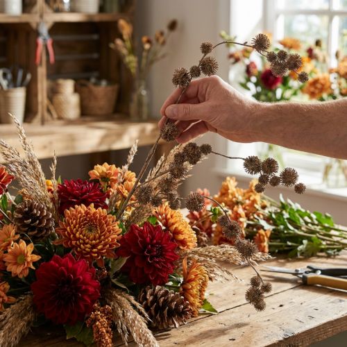 Decoratieve Tak Plataan met Vruchten Herfstdecoratie Kunst Plataan Bruin L82cm Ø2-4cm | Floristik24.nl