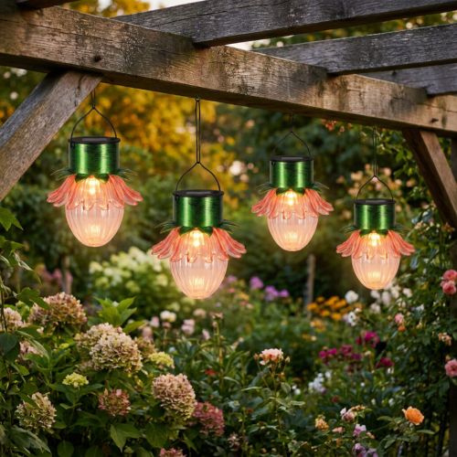 Artikel LED-hanglamp in bloemvorm op zonne-energie Ø11,5 cm 4 stuks