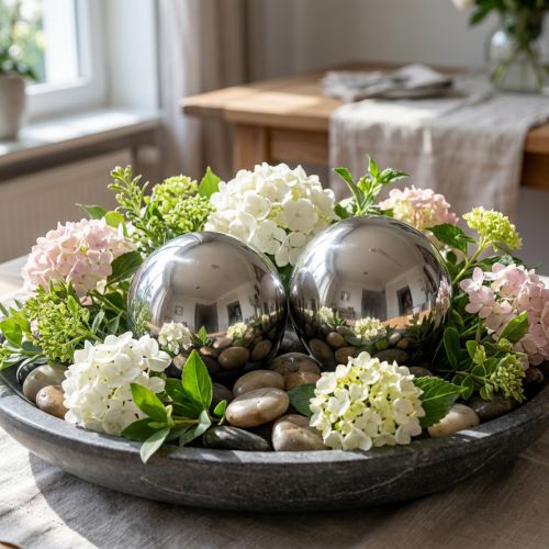 Decoratieve ballen RVS Ø11cm 2 st | Floristik24.nl