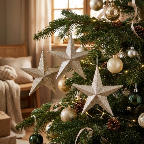 Glittersterren om champagne op te hangen Ø21cm 3st | Floristik24.nl