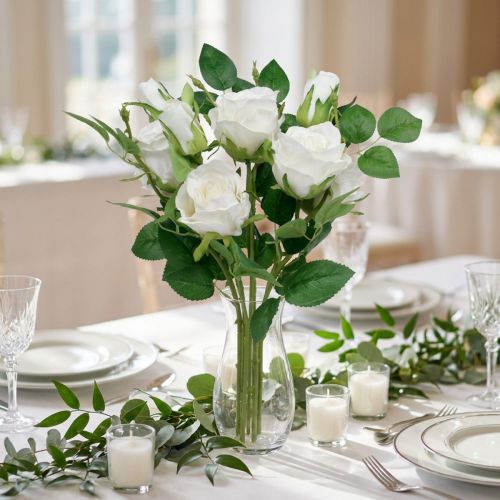 Boeket rozen wit L46cm | Floristik24.nl