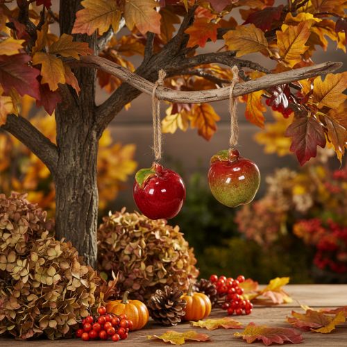 Herfstdecoratie: keramische appels om op te hangen, 5 cm, 4 stuks | Floristik24.nl