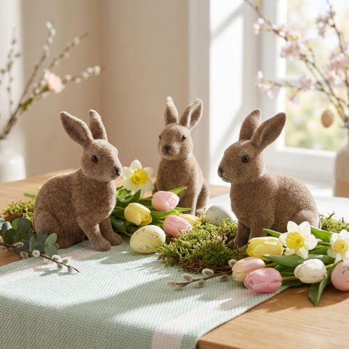 Decoratief konijntje 14cm geflockt 4 st. | Floristik24.nl