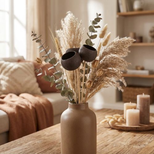 Artikel Droogbloemen decoratieve stolpen op steel zwart 44cm 3 st