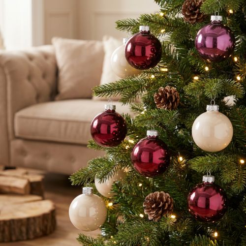 Artikel Kerstboomballen van glas Berry Mix Ø6cm 24 st