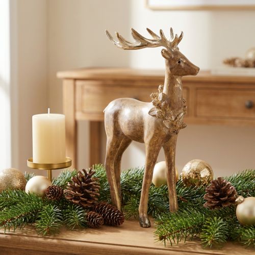 Artikel Decoratief beeldje van een hert met gewei, om neer te zetten, kerstdecoratie, 28 cm