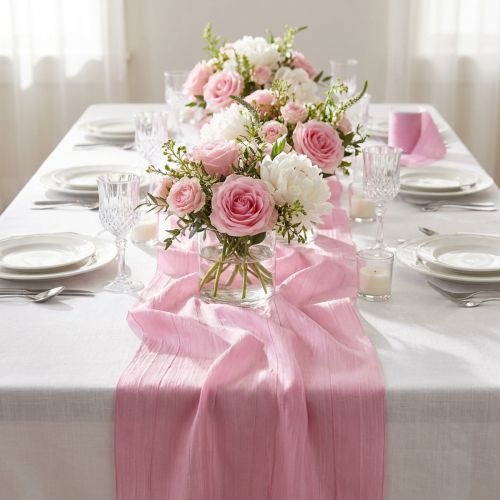 Tafellint crash roze 100mm 15m | Floristik24.nl