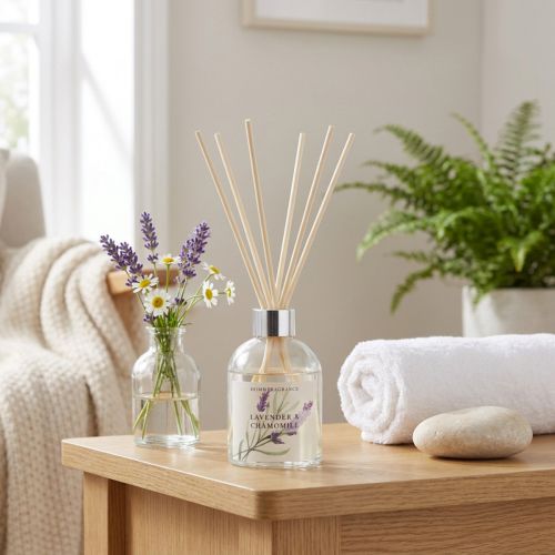 Artikel Geurstokjes lavendel kamille diffuser van glas 100ml