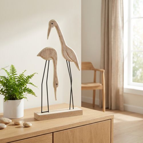 Standaard houten figuur kraanpaar naturel 27,5×13cm 2 st | Floristik24.nl