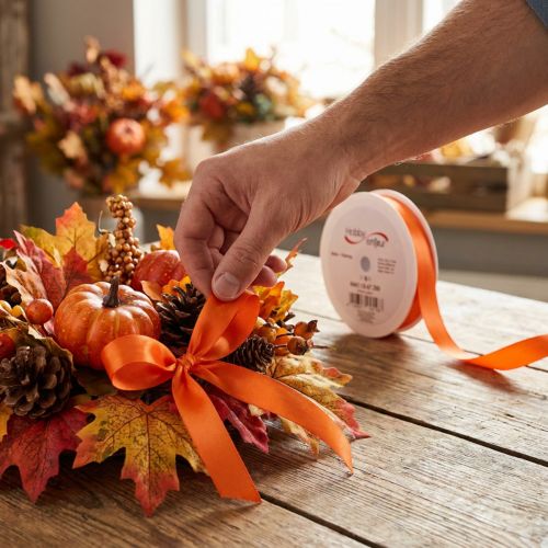 Cadeaulint oranje lint decoratief lint 15mm 50m | Floristik24.nl