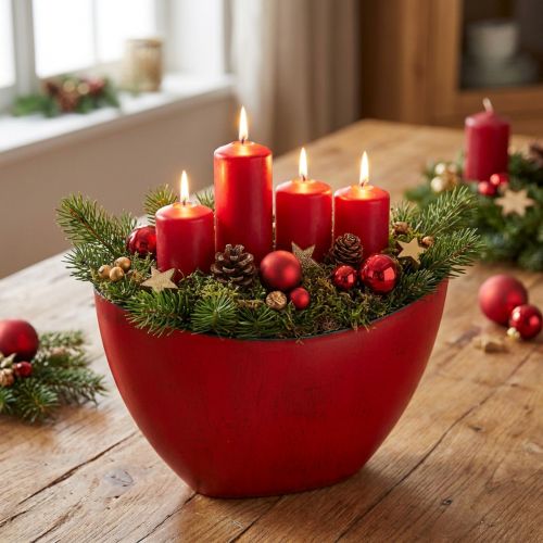 Artikel Decoratieve schaal kunststof rood-zwart 24cm x 10cm x 14cm 1 st