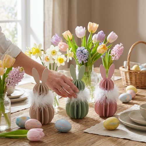 Paashaas tafeldecoratie houten konijn gekleurd 5,5×15cm 3 st | Floristik24.nl
