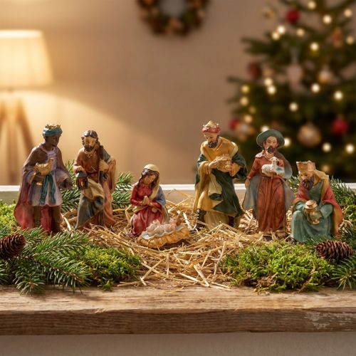 Artikel Kerststalfiguren handbeschilderd 2cm - 9cm 7st