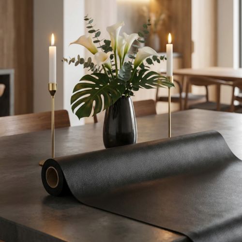 Kunstleer zwarte decoratieve stof zwart leer 33cm×1,35m | Floristik24.nl
