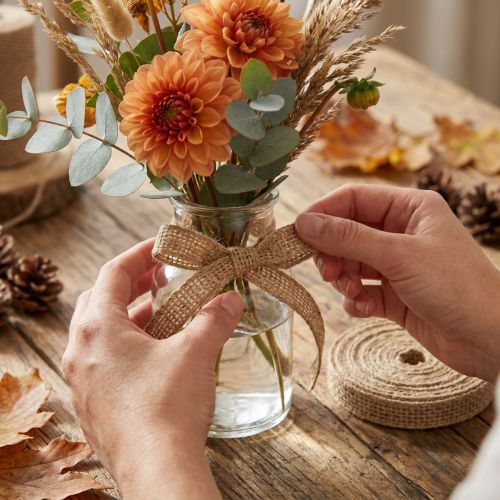 Artikel Decoratief lint jute naturel 12mm rustiek decoratief jute lint 10m