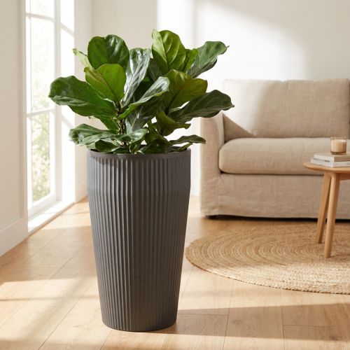 Staande vaas kunststof plantenbak antraciet Ø28cm H46,5cm | Floristik24.nl