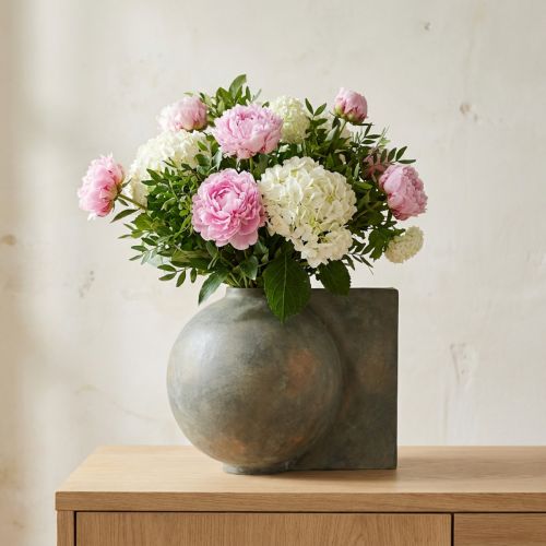 Decoratieve vaas keramiek antieklook bronsgrijs 30×20×24cm | Floristik24.nl