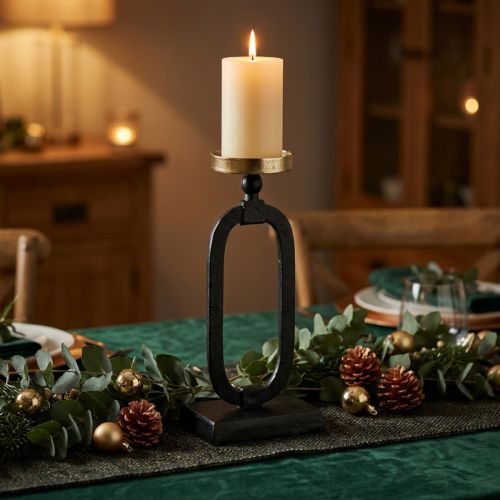 Artikel Kandelaar zwart goud decoratief gietijzer Ø10,5cm 36cm