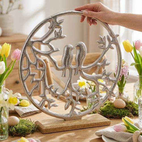 Tafeldecoratie veer, sierring vogel deco zilver H37.5cm | Floristik24.nl