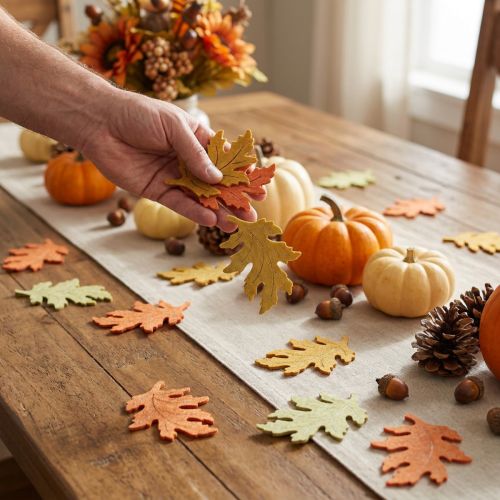 Tafeldecoratie herfst herfstbladeren verspreide decoratie bladeren 4cm 72 st | Floristik24.nl