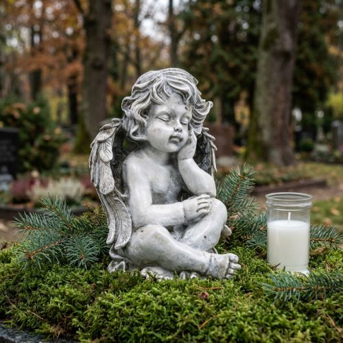 Grabengel Engel Grijs Graffiguur Grafdecoratie 24cm | Floristik24.nl