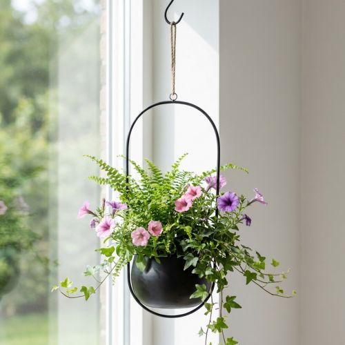 Artikel Hangmand metaal hangmand bloemen zink zwart Ø15cm