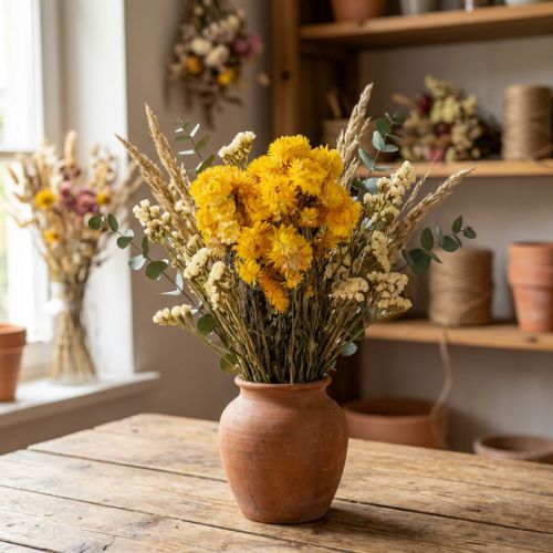 Gedroogde gele strobloem (Helichrysum), bosje gedroogde bloemen, 100 g | Floristik24.nl