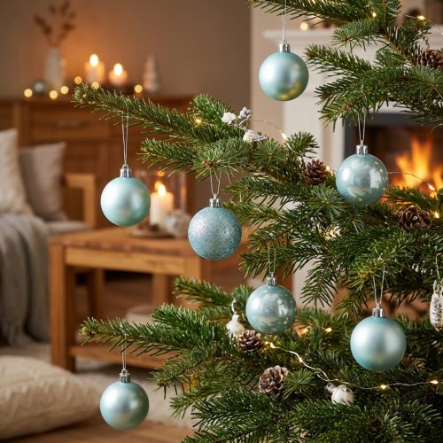Kerstballen kunststof lichtblauw mix Ø6cm 10 st | Floristik24.nl